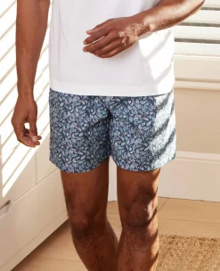 Blue Cotton Paisley Lounge Shorts
