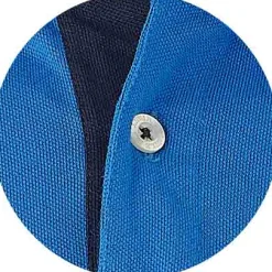 Blue Cotton Pique Long Sleeve Polo Shirt
