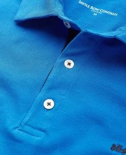 Blue Cotton Pique Short Sleeve Polo Shirt