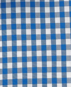 Blue Cotton Poplin Gingham Check Classic Fit Non-Iron Shirt - Single Cuff