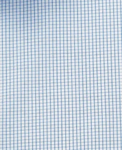 Blue Cotton Poplin Mini Check Slim Fit Formal Shirt - Double Cuff