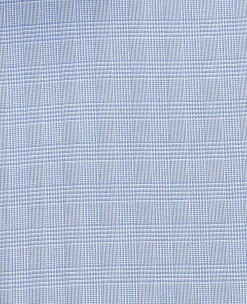 Blue Cotton Poplin Prince of Wales Check Classic Fit Non-Iron Shirt - Double Cuff