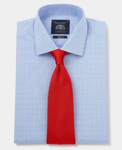 Blue Cotton Prince of Wales Check Slim Fit Formal Shirt - Single Cuff