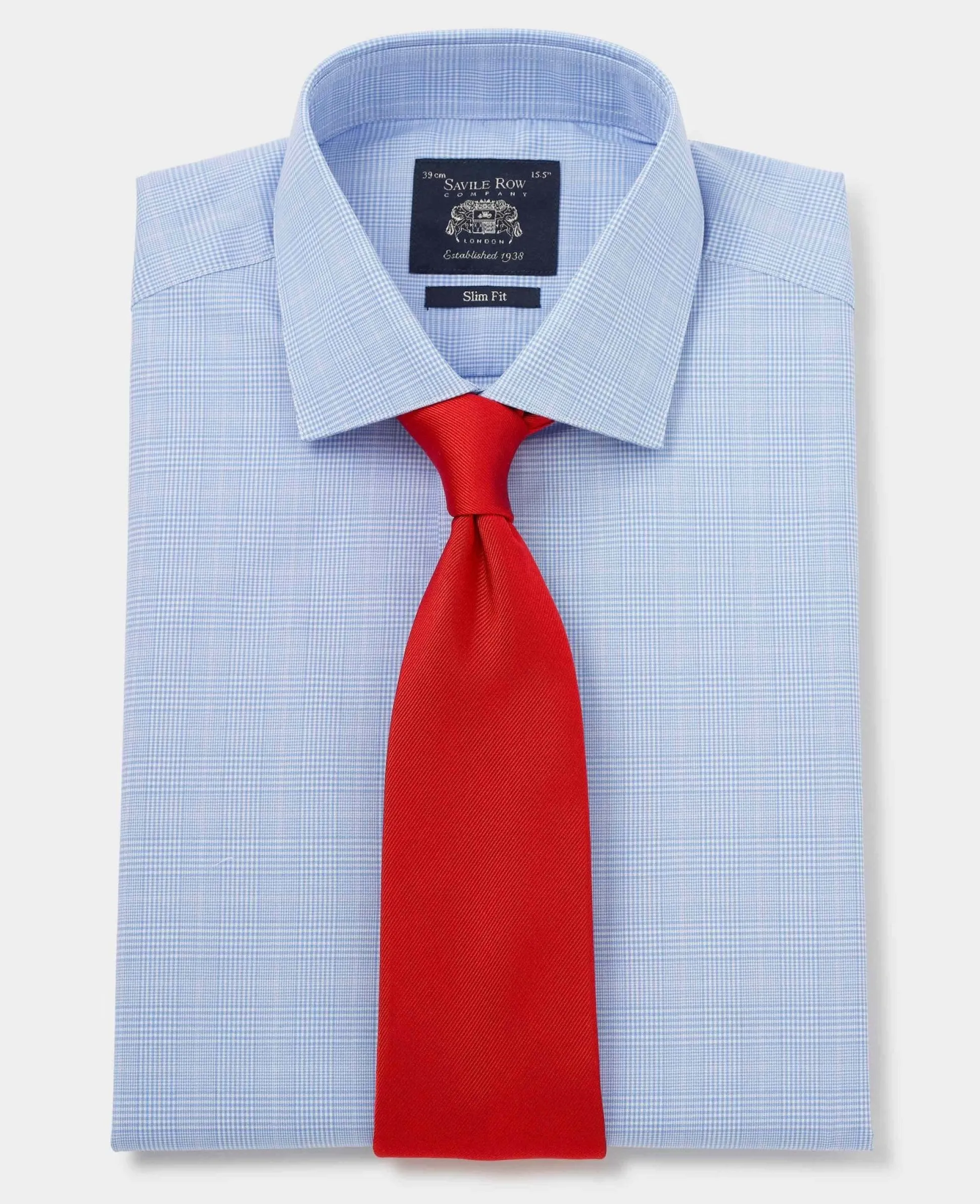 Blue Cotton Prince of Wales Check Slim Fit Formal Shirt - Single Cuff