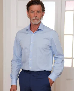 Blue Cotton Prince of Wales Check Slim Fit Formal Shirt - Single Cuff