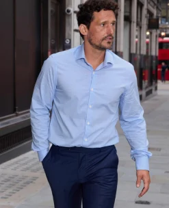 Blue Cotton Prince of Wales Check Slim Fit Formal Shirt - Single Cuff