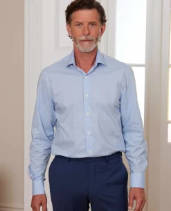 Blue Cotton Prince of Wales Check Slim Fit Formal Shirt - Single Cuff