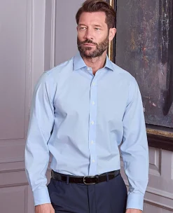 Blue Cotton Prince of Wales Check Slim Fit Formal Shirt - Single Cuff