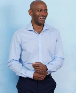Blue Cotton Prince of Wales Check Slim Fit Formal Shirt - Single Cuff