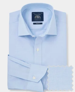 Blue Cotton Prince of Wales Check Slim Fit Formal Shirt - Single Cuff
