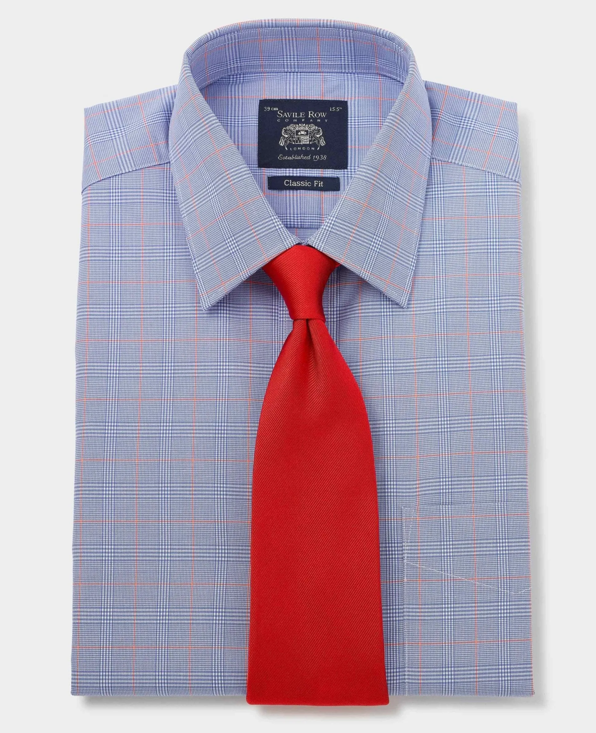 Blue Cotton Prince of Wales Check Classic Fit Formal Shirt - Double Cuff