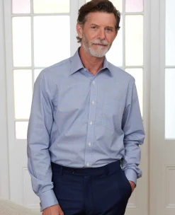 Blue Cotton Prince of Wales Check Classic Fit Formal Shirt - Double Cuff