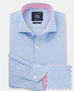 Blue Dobby Slim Fit Smart-Casual Shirt - Single Cuff