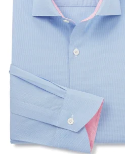 Blue Dobby Slim Fit Smart-Casual Shirt - Single Cuff