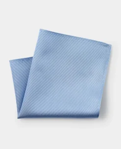 Blue Fine Twill Silk Pocket Square
