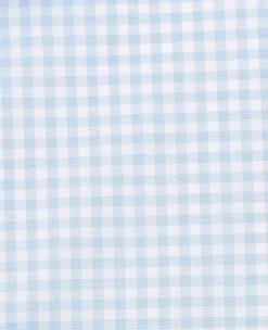 Blue Gingham Check Cotton Poplin Classic Fit Formal Shirt - Single Cuff