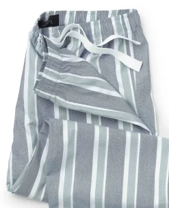 Blue Green Cotton Striped Lounge Pants
