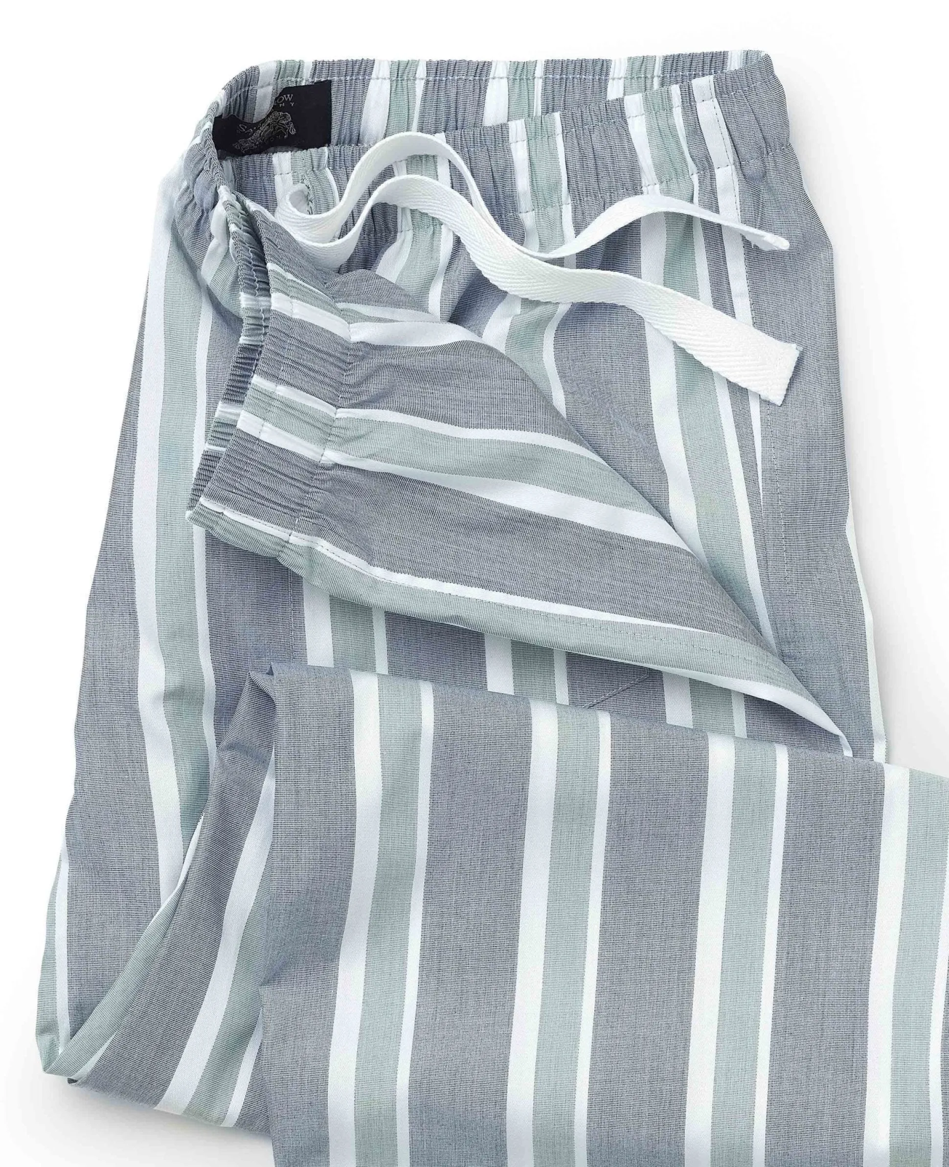 Blue Green Cotton Striped Lounge Pants