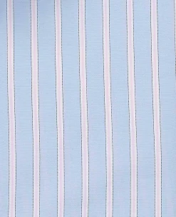 Blue Pink Cotton Poplin Classic Fit Stripe Button-Down Smart Casual Shirt