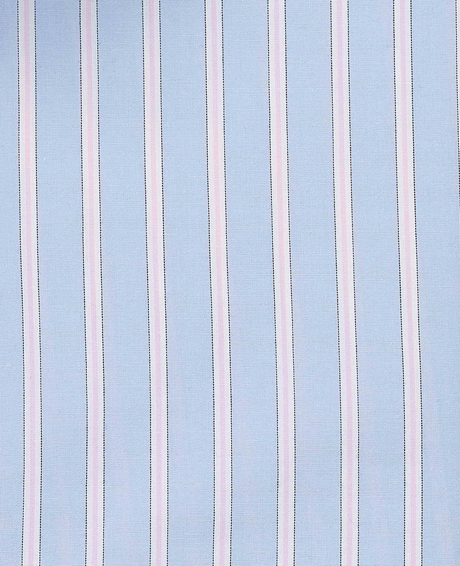 Blue Pink Cotton Poplin Classic Fit Stripe Button-Down Smart Casual Shirt