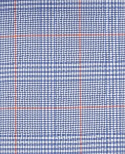 Blue Prince of Wales Check Cotton Poplin Classic Fit Winchester Formal Shirt - Double Cuff