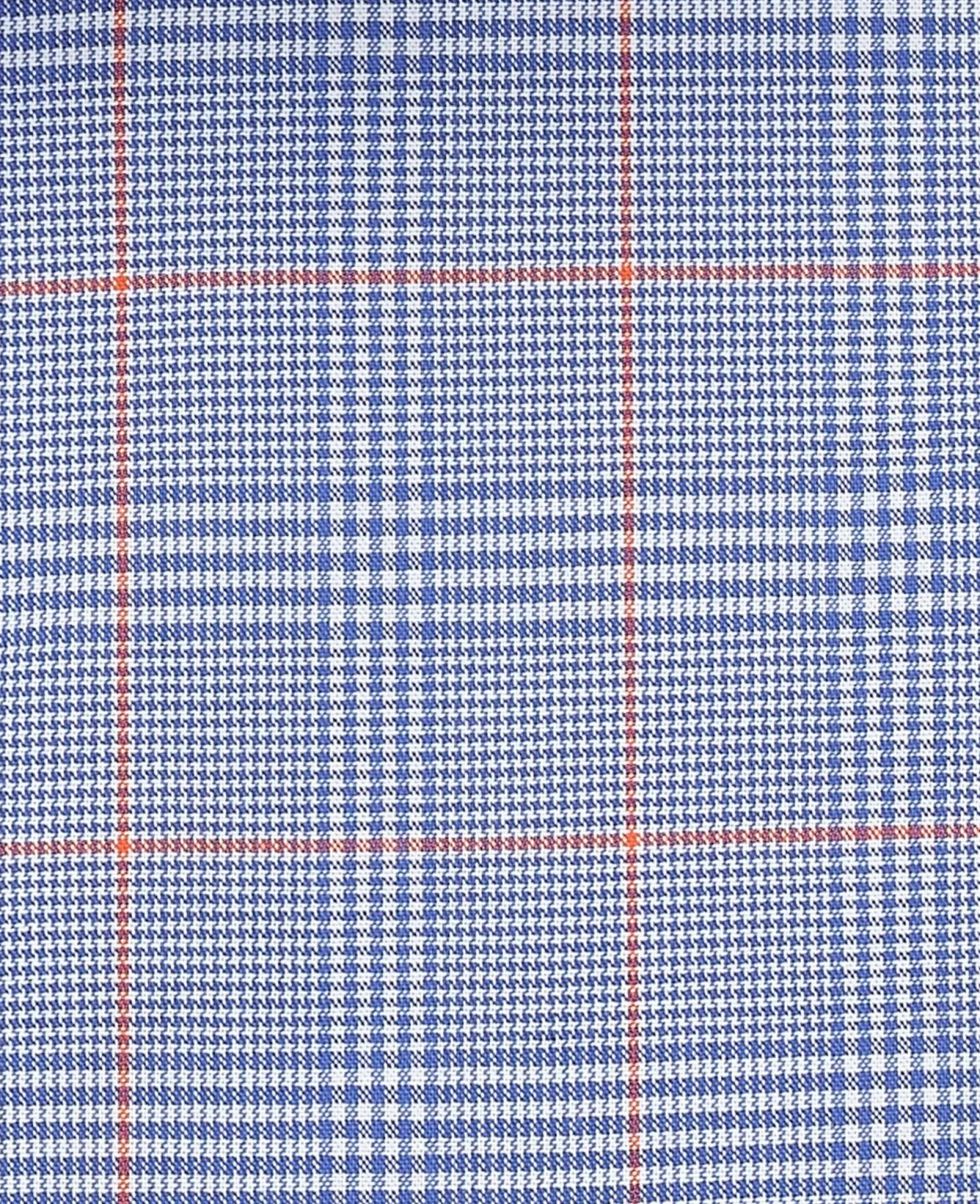Blue Prince of Wales Check Cotton Poplin Classic Fit Winchester Formal Shirt - Double Cuff