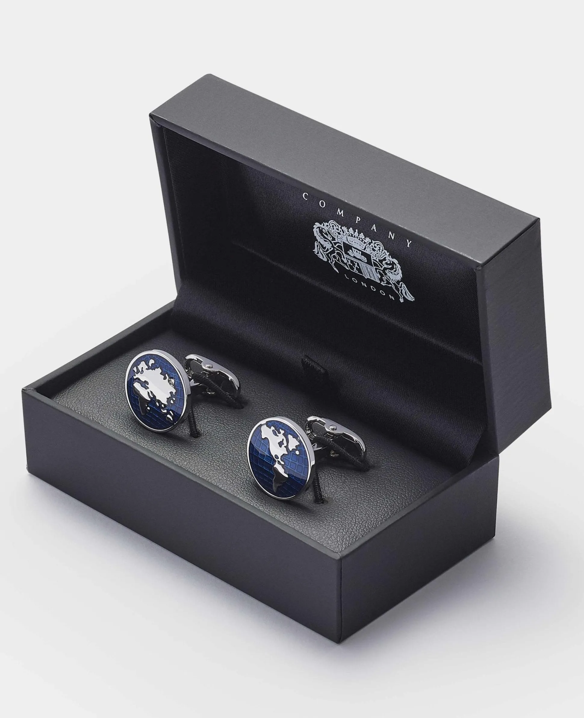Blue Rhodium Plated Circle Cufflinks