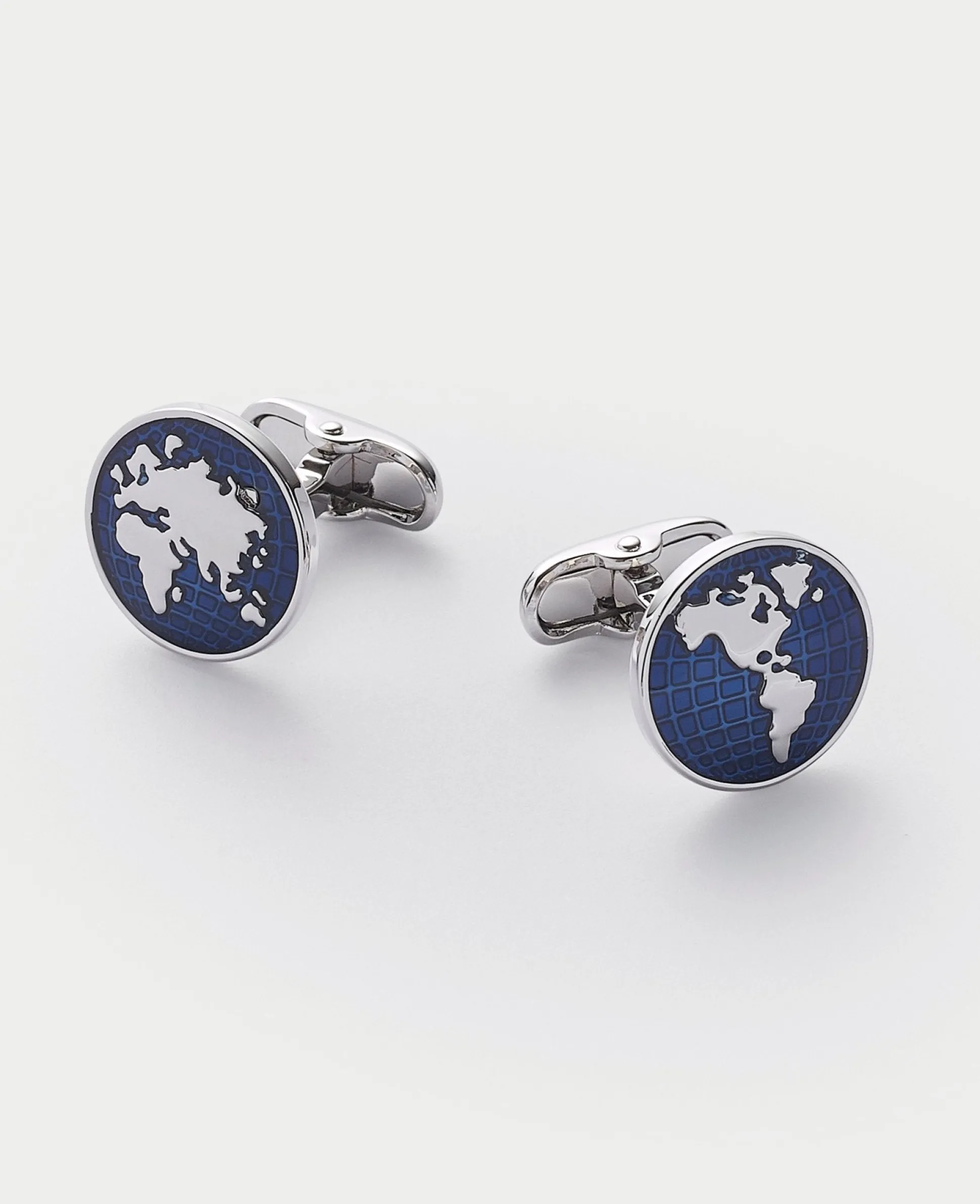 Blue Rhodium Plated Circle Cufflinks