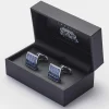 Blue Rhodium Plated Square Cufflinks