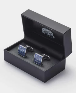 Blue Rhodium Plated Square Cufflinks
