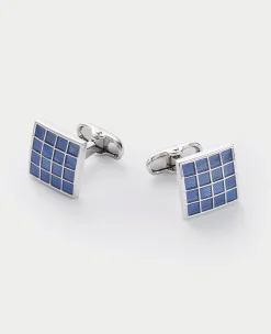 Blue Rhodium Plated Square Cufflinks