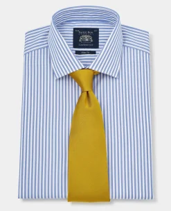 Blue Slim Fit Striped Formal Shirt - Single Cuff