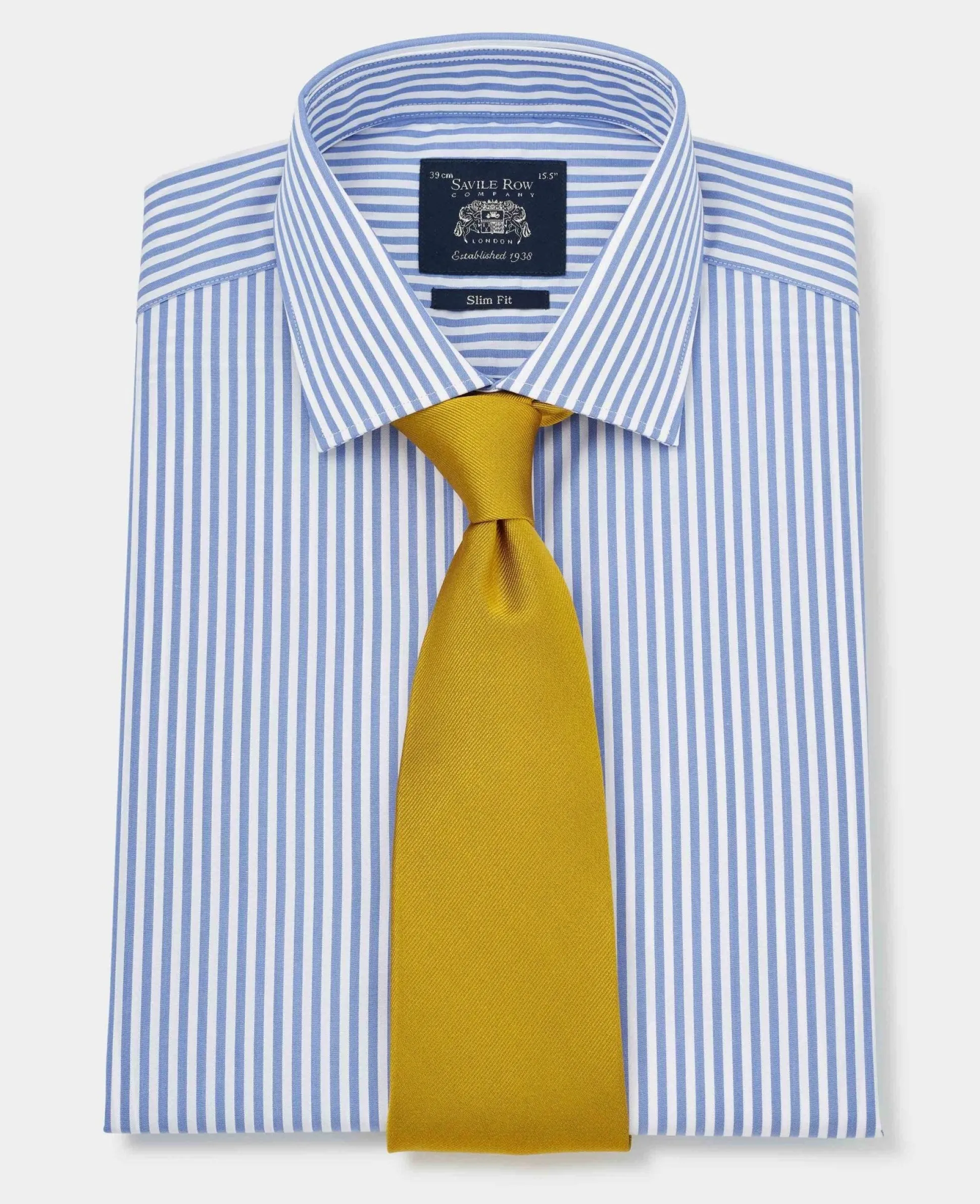 Blue Slim Fit Striped Formal Shirt - Single Cuff