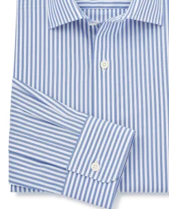 Blue Slim Fit Striped Formal Shirt - Single Cuff