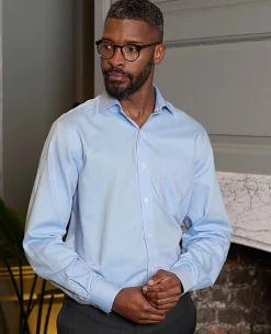 Blue Textured Cotton Classic Fit Formal Shirt - Single Cuff