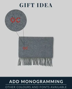 Blue Virgin Wool Fringed Scarf