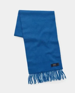Blue Virgin Wool Fringed Scarf