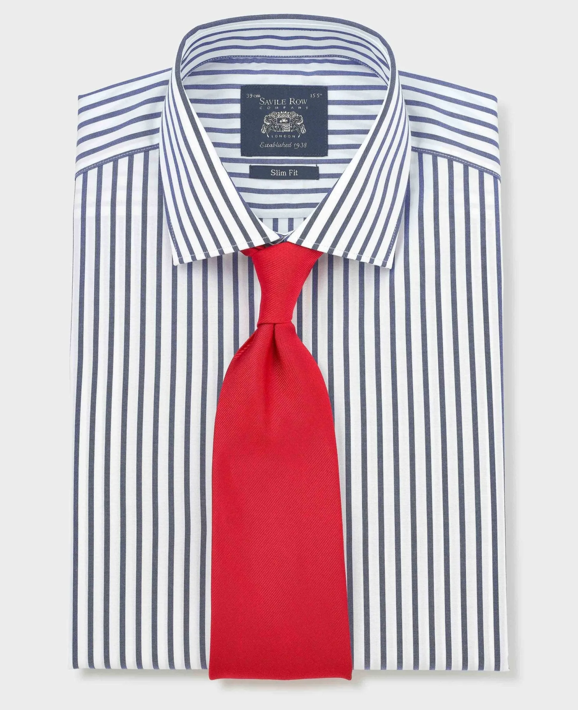 Blue White Cotton Poplin Stripe Slim Fit Formal Shirt - Single Cuff