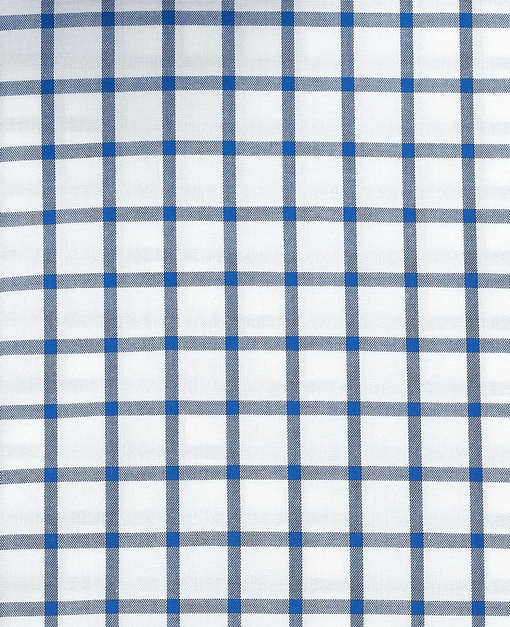 Blue White Cotton Poplin Window Check Slim Fit Formal Shirt - Single Cuff