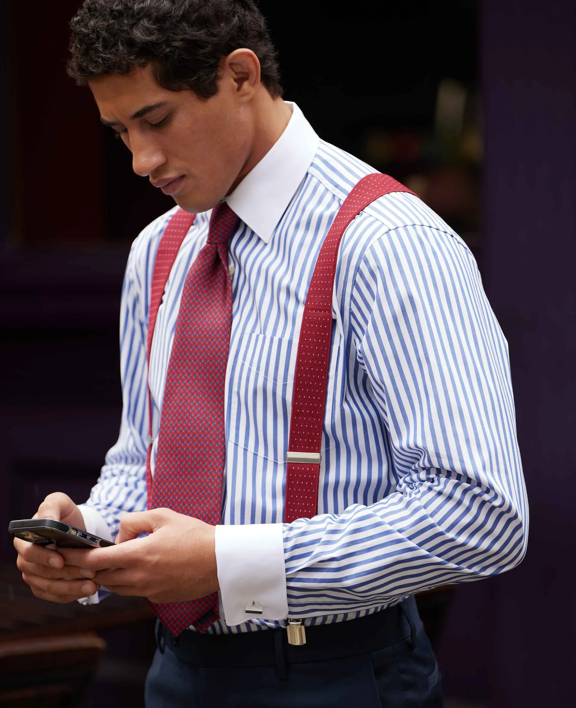 Blue White Cotton Striped Classic Fit Winchester Formal Shirt - Double Cuff