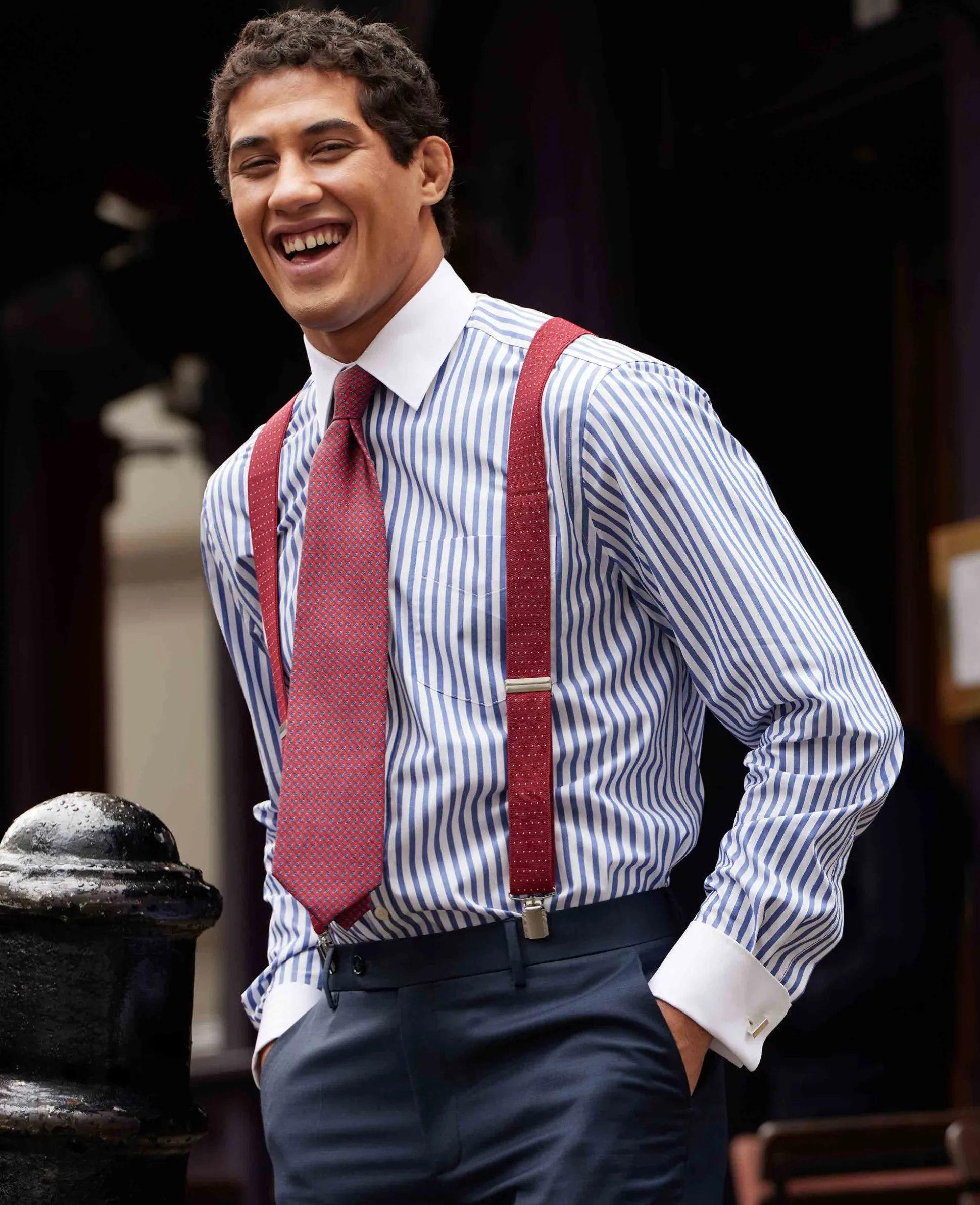 Blue White Cotton Striped Classic Fit Winchester Formal Shirt - Double Cuff