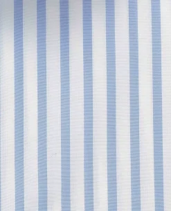 Blue White Stripe Cotton Poplin Classic Fit Formal Shirt - Single Cuff