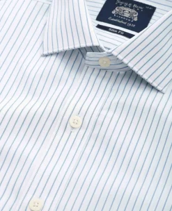 Blue White Stripe Cotton Slim Fit Formal shirt - Double Cuff