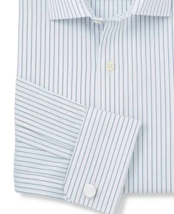 Blue White Stripe Cotton Slim Fit Formal shirt - Double Cuff