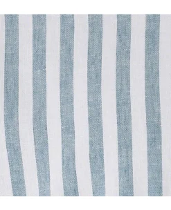 Blue White Variegated Stripe Cotton Linen Classic Fit Button-Down Casual Shirt