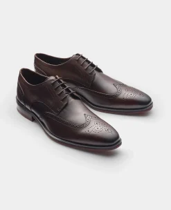 Brown Leather Brogue Derby Shoes