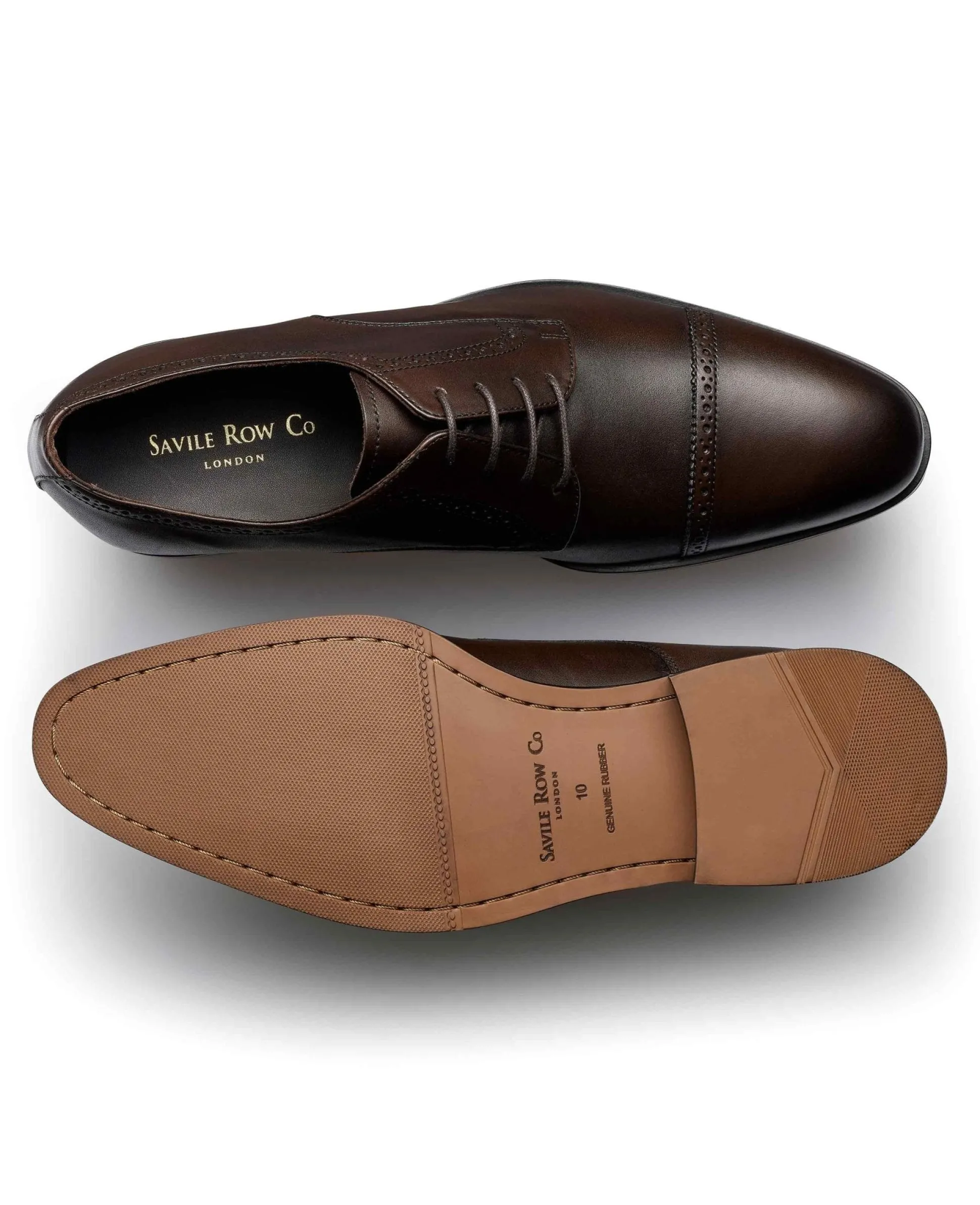 Brown Leather Capped Derby Shoes
