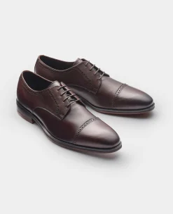 Brown Leather Capped Derby Shoes