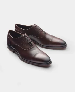 Brown Leather Capped Oxford Shoes