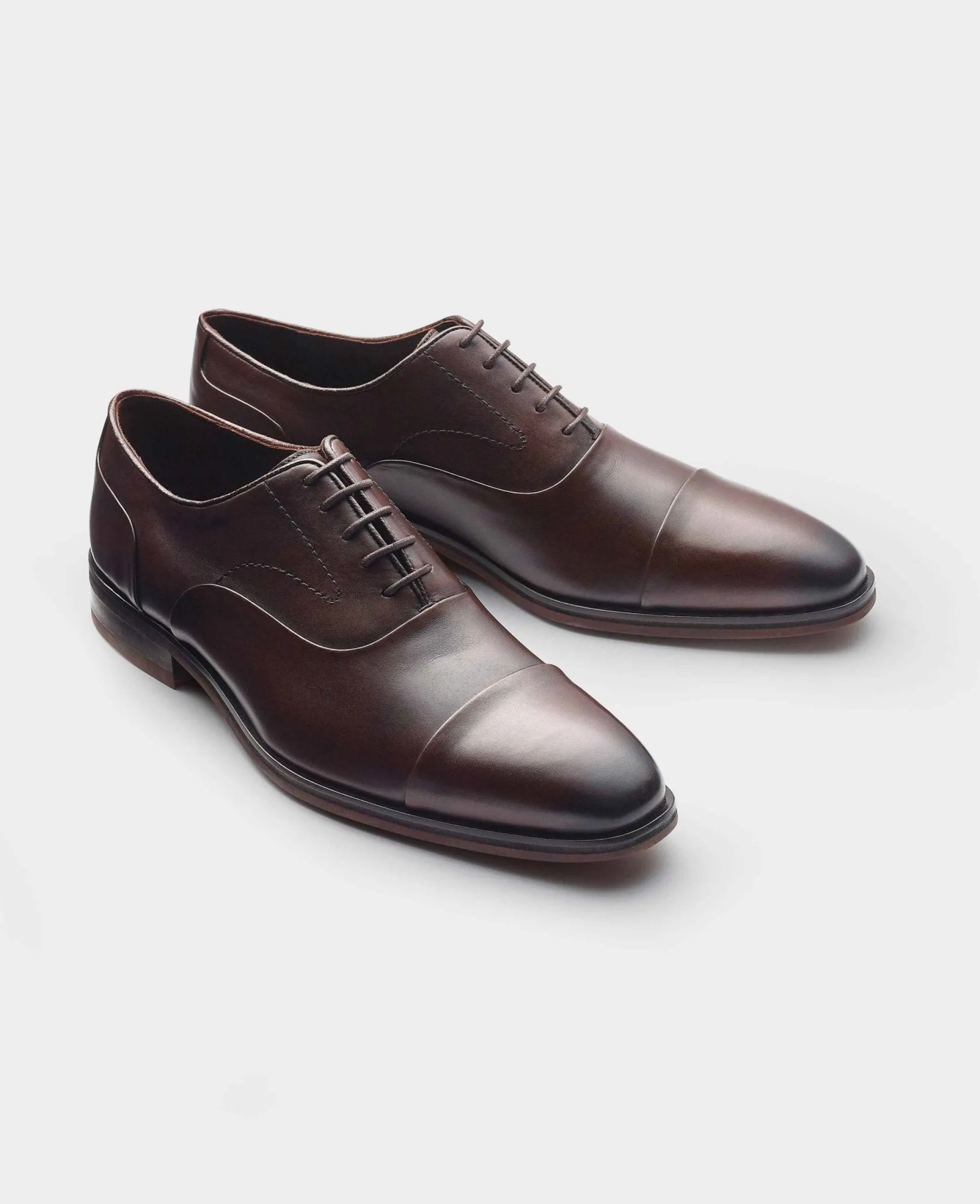 Brown Leather Capped Oxford Shoes